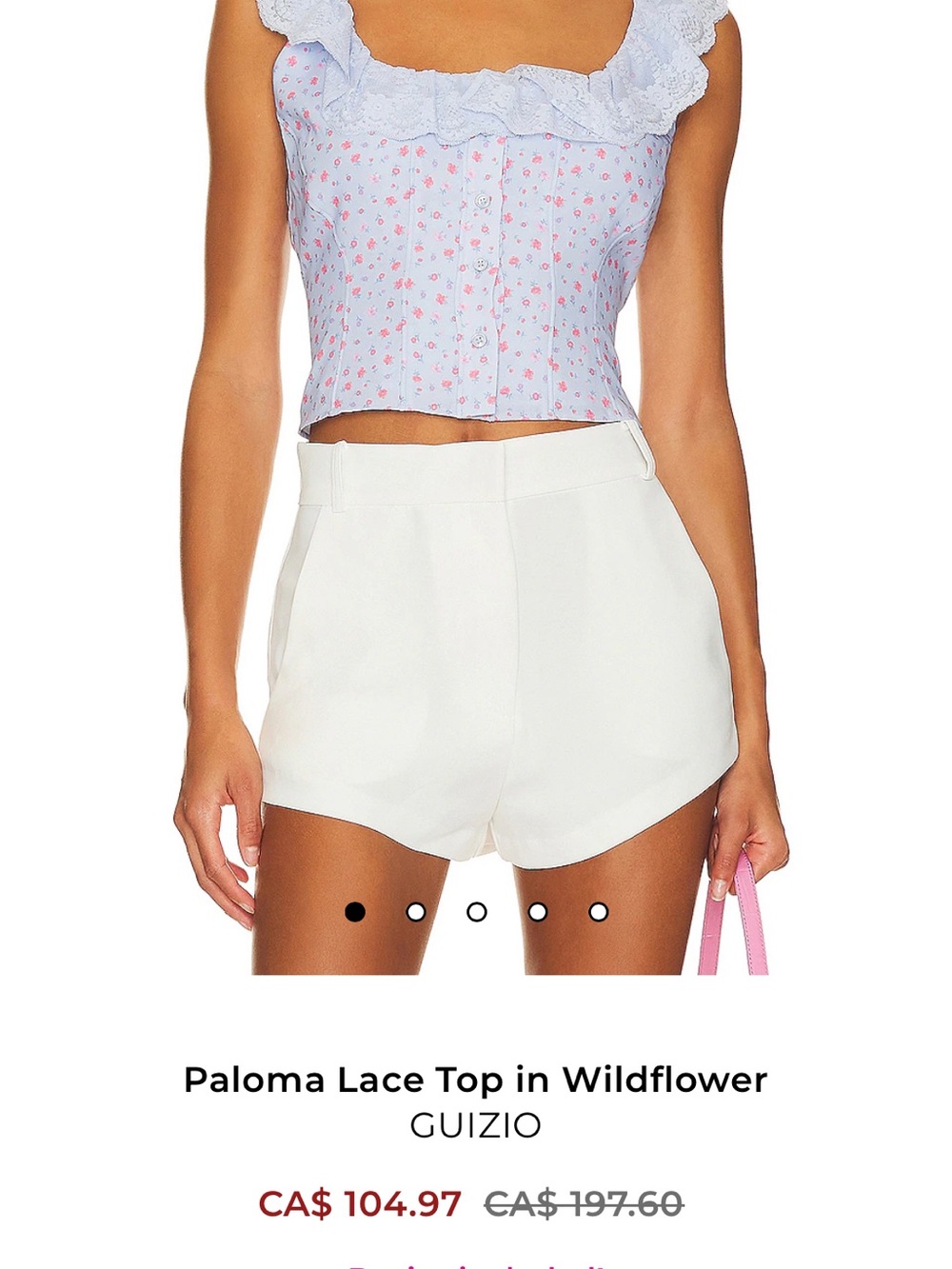 Brand New Danielle Guizio Light Blue Floral Ruffle Square-Neck Crop Top